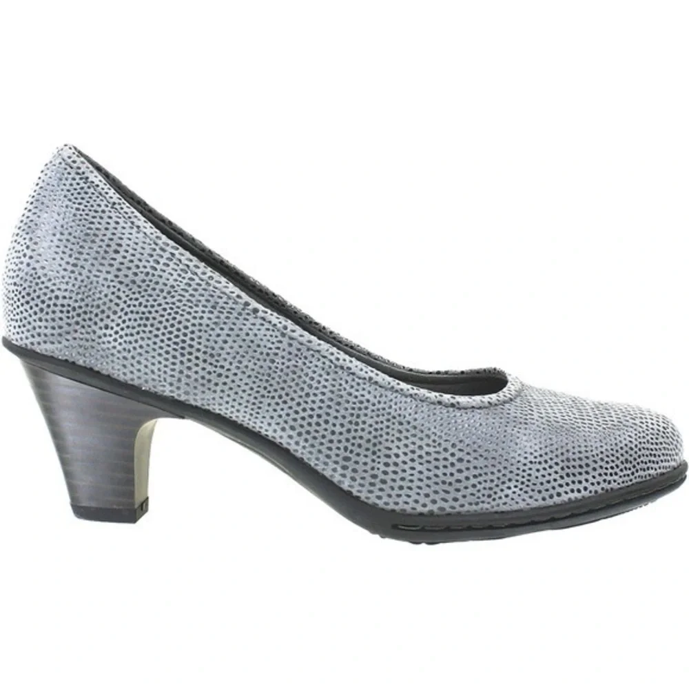 Earth Bijou Grey Printed Leather Suede Dressy Slip On Pumps Sz 9